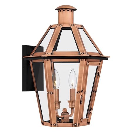 Quoizel Burdett 2-Light Aged Copper Outdoor Wall Lantern BURD8413AC
